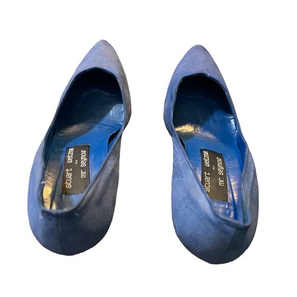 Stuart Weitzman For Mr. Seymour Blue Slip On Heels Size 7 - Picture 4 of 8